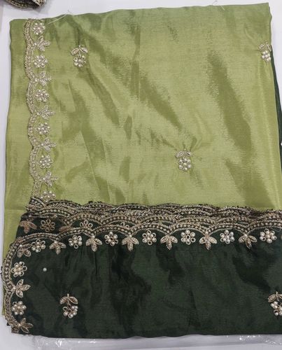 Two-Tone Embroidered Silk Saree